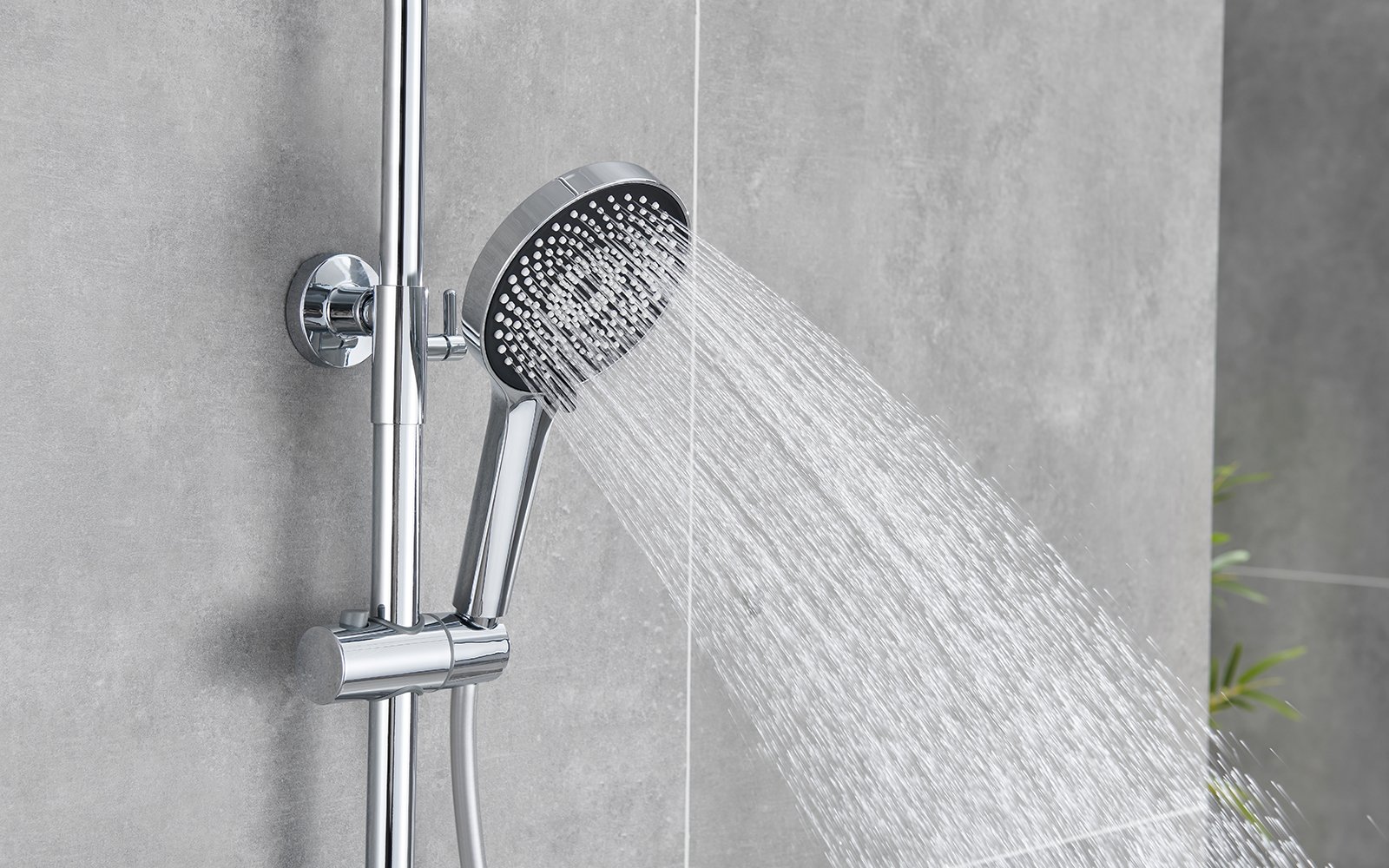 chrome exposed shower system with showerhead