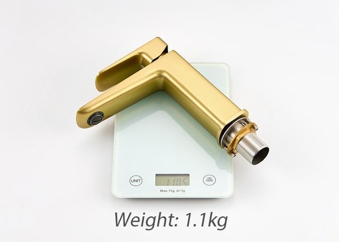 Weight of PVD brushed gold bathroom faucet with single handle sleek modern design B00201431