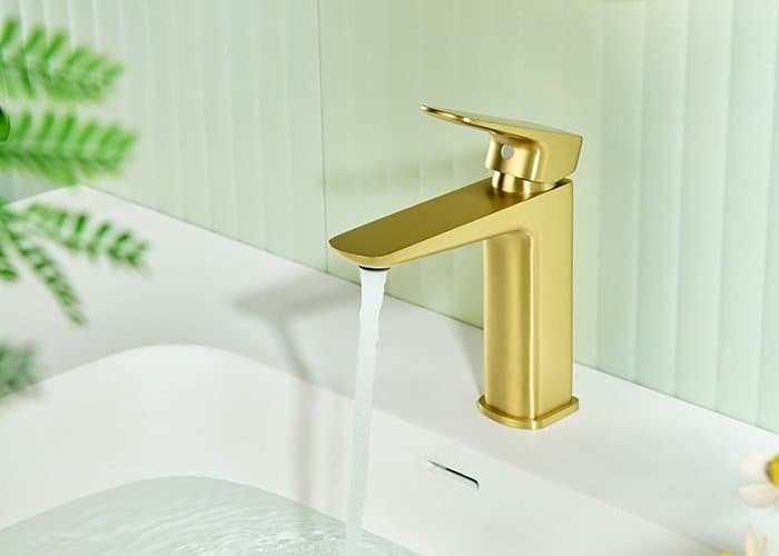 brushed gold bathroom faucet with single handle sleek modern design - B00201431 - 1