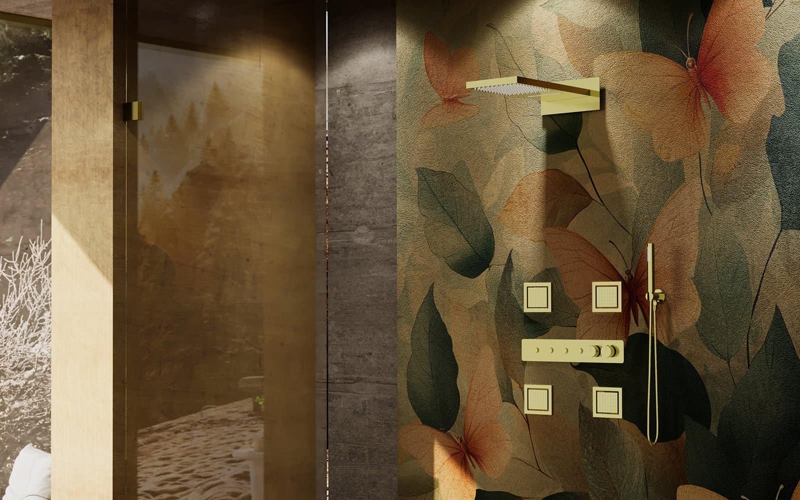 Brushed gold thermostatic shower system – SC726A 24 Brushed gold thermostatic shower system - SC726A 24