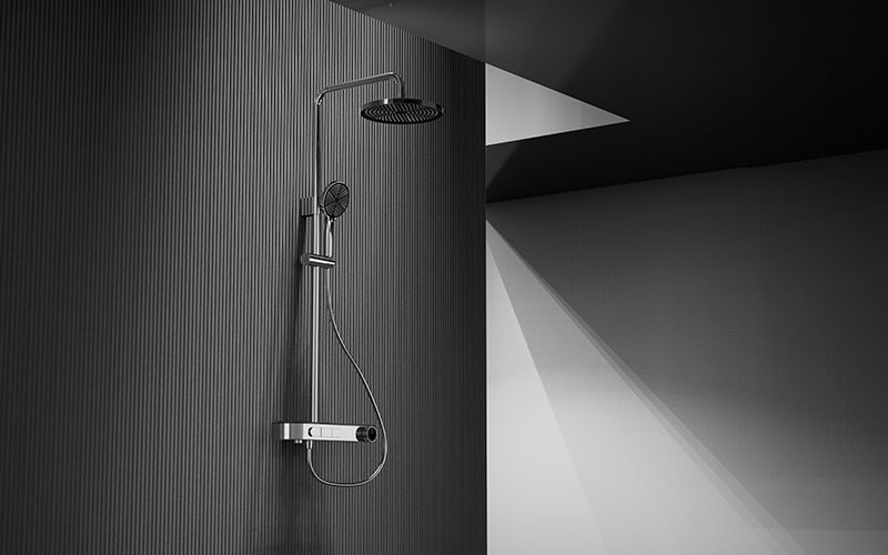 Exposed 3-way shower system with adjustable slide bar Exposed 3-way shower system with adjustable slide bar