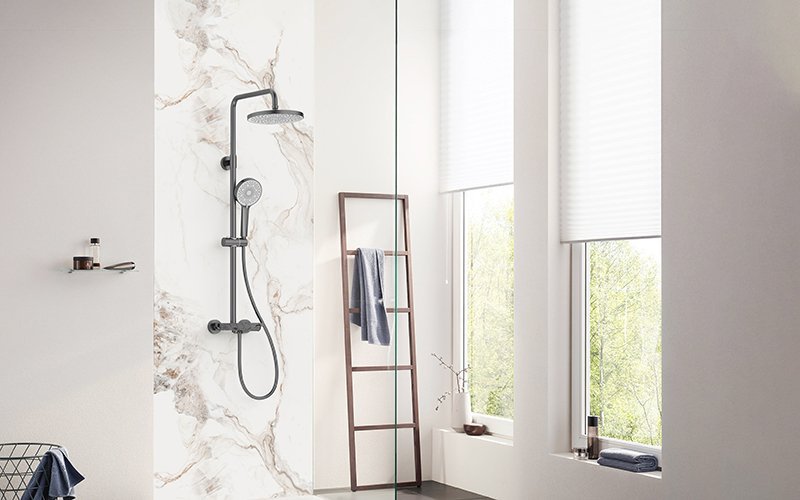 Gunmetal exposed shower system with 2-showerhead – SO884C 13 45 1 Gunmetal exposed shower system with 2-showerhead - SO884C 13 45 1