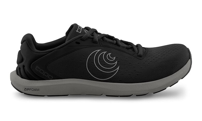 Black men's running shoes with cushioned sole and breathable mesh upper, ideal for running and athletic activities.