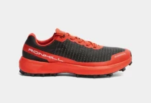 Ronhill Women's Reverence SL running shoes in black and red, designed for comfort and performance during running activities.