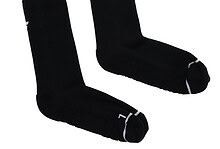 Pair of black Velocity Performance Crew Socks for adults, designed for running and athletic activities.