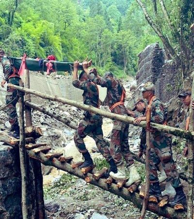 सिक्कीममधील लष्करी छावणीत भूस्खलनामुळे नुकसान