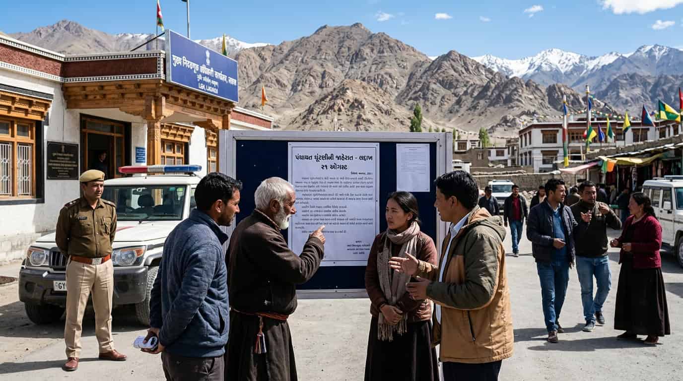 लडाख पंचायत निवडणूक घोषणा दर्शवणारे प्रतीकात्मक छायाचित्र