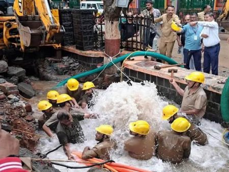 ठाण्यातील जलवाहिनीची दुरुस्ती पूर्ण
