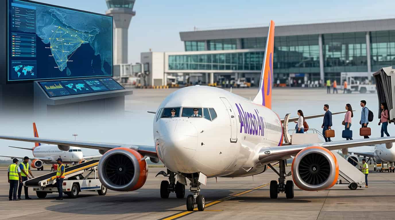 अकासा एअरचा नवनिर्मित विमान एयरपोर्टवर खडा