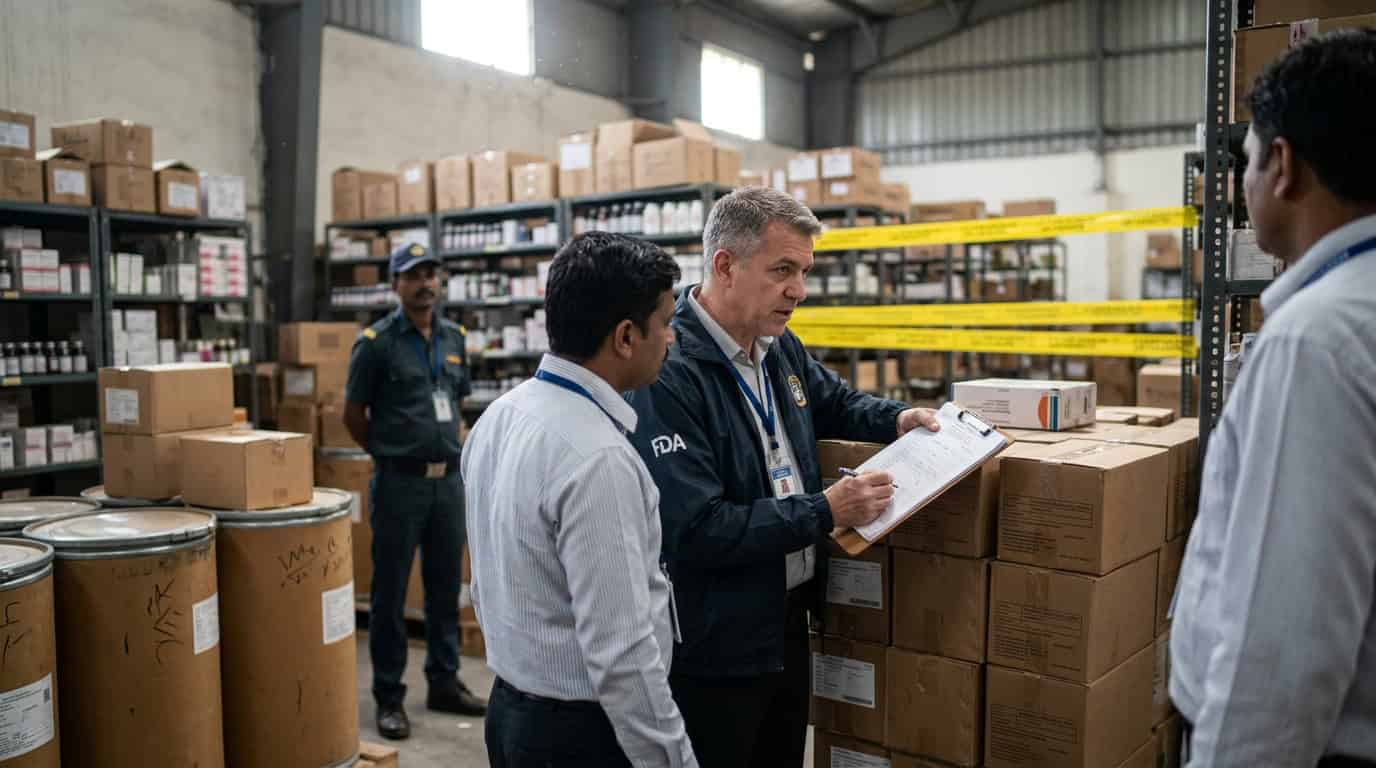पुणे एफडीए कार्यालय आणि औषध वितरण तपासणी दर्शवणारे प्रातिनिधिक चित्र