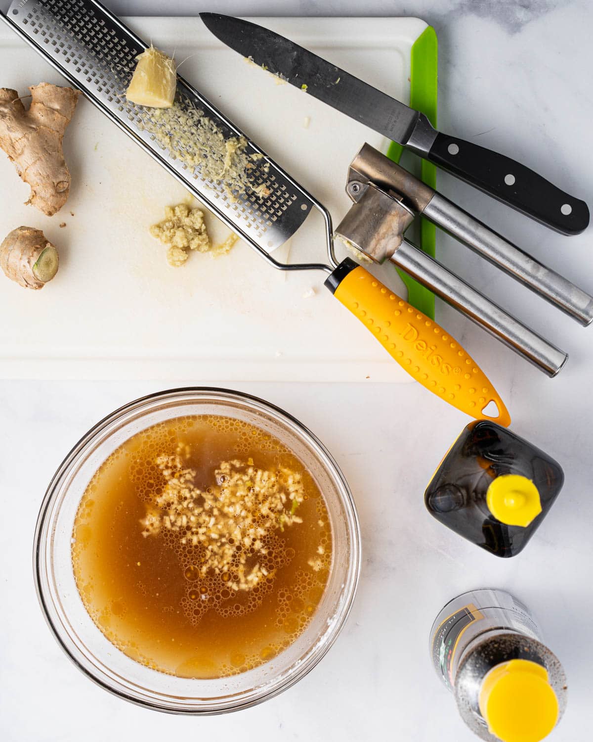 Preparing the sauce.