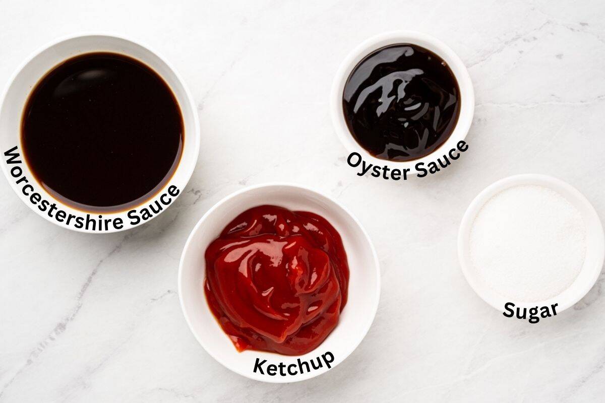 Ingredients for katsu sauce.