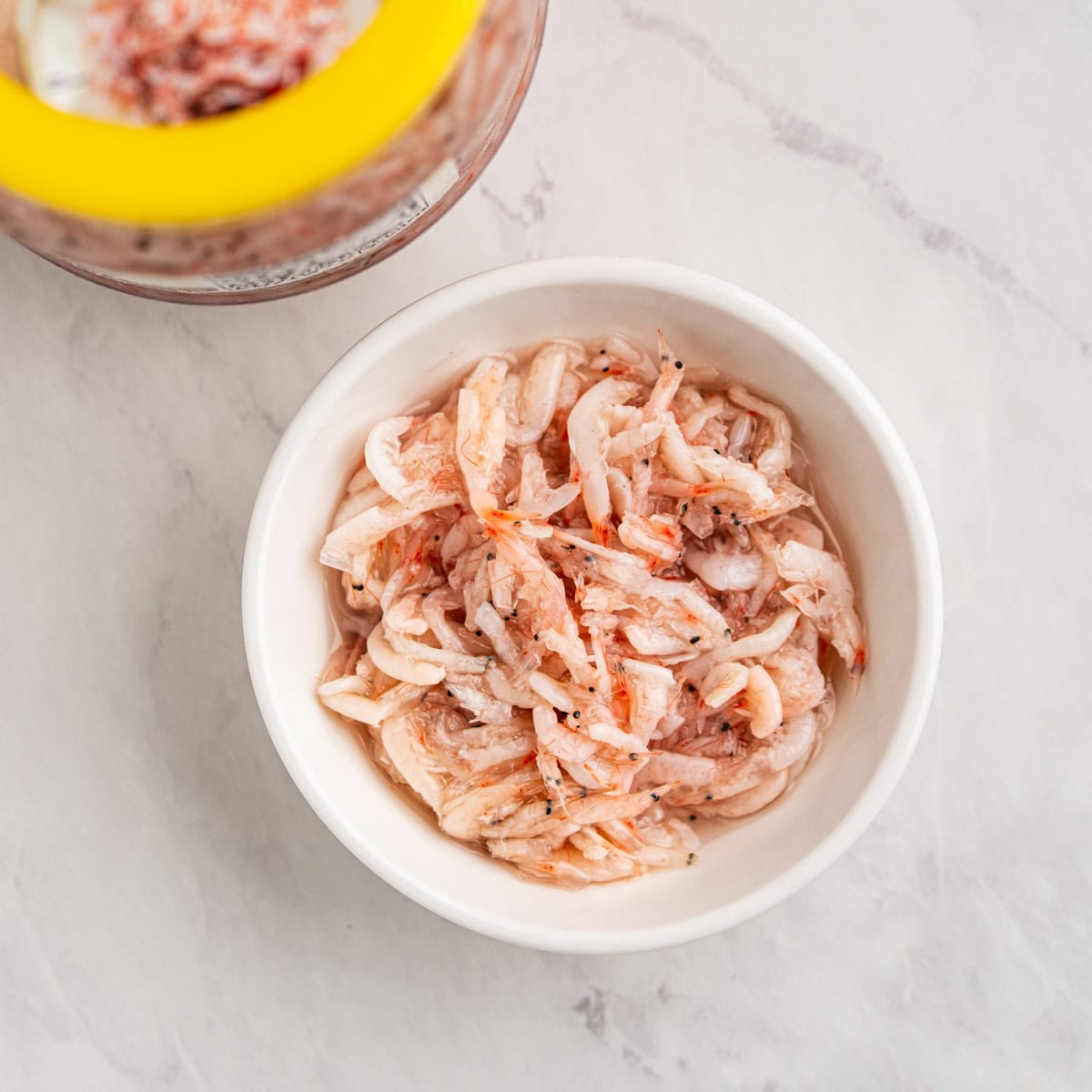 salted shrimp saeujeot in bowl.