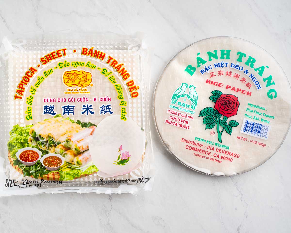 package of square vs round rice paper.