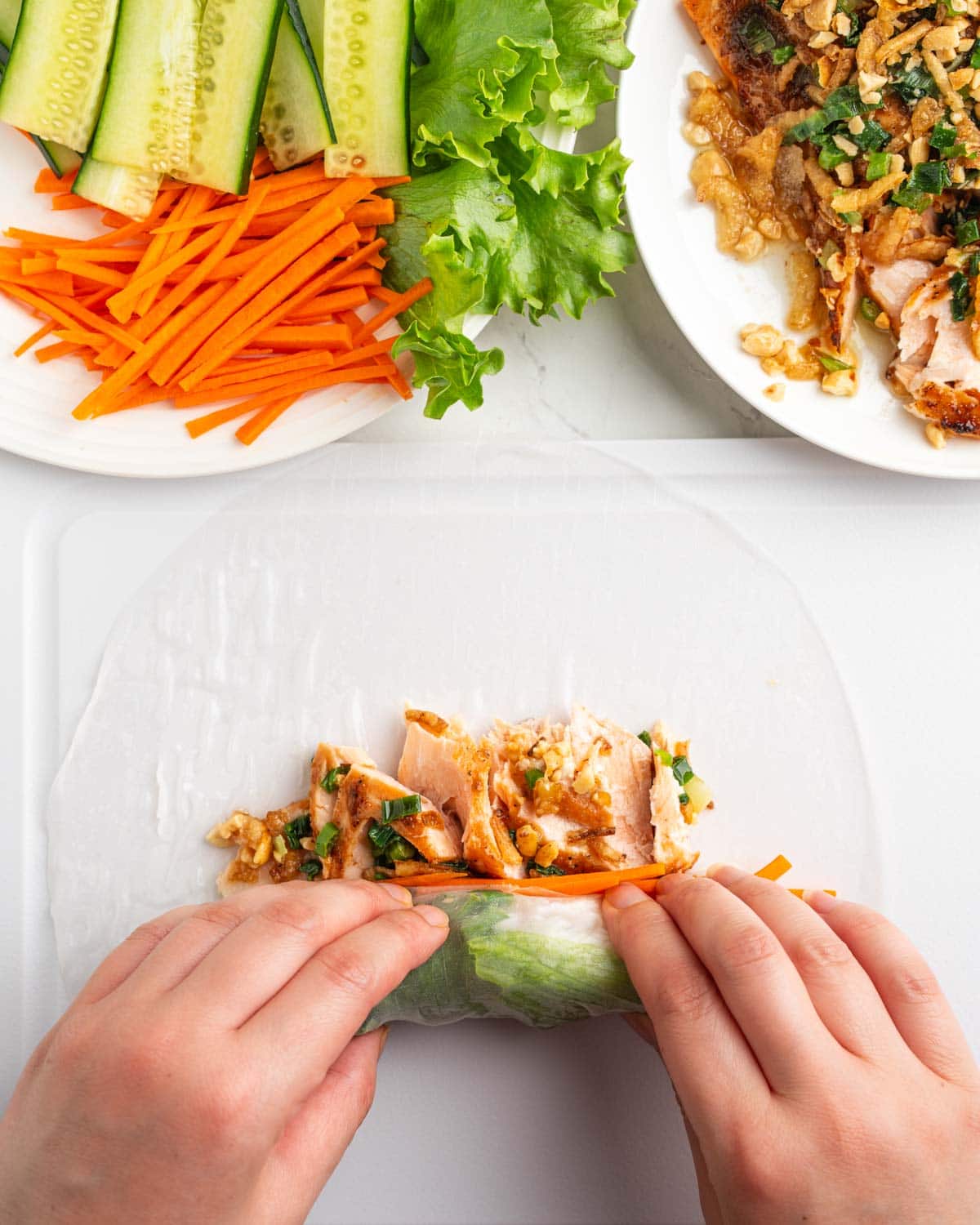 process of rolling spring roll.