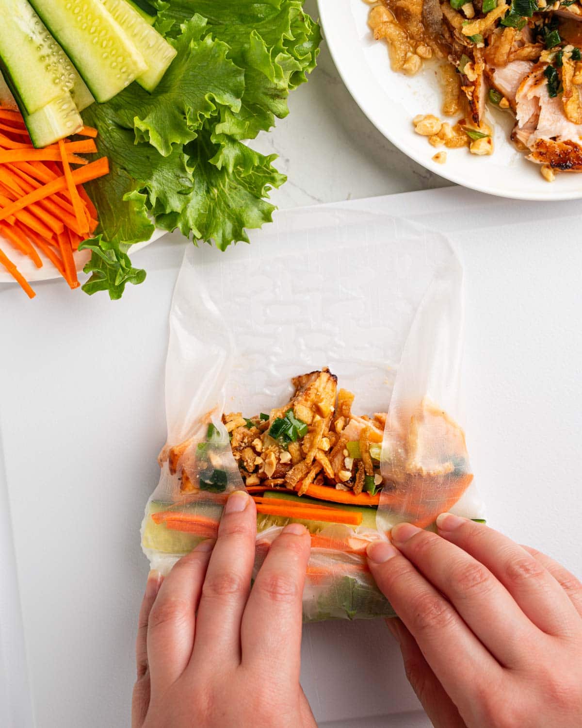 Process of rolling spring roll.