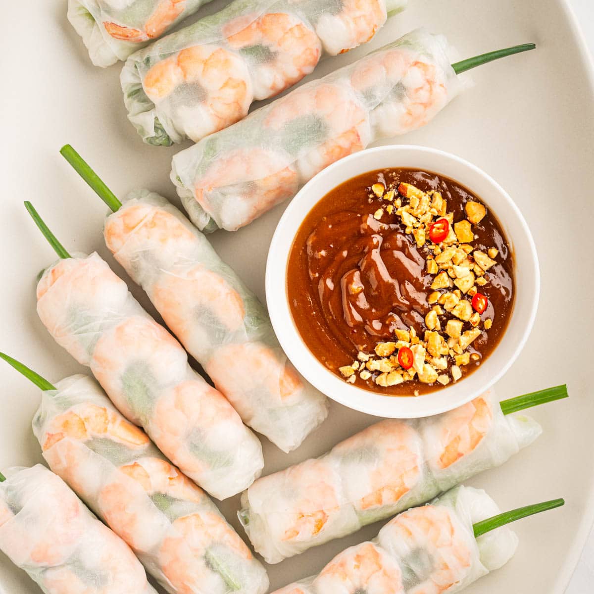 Vietnamese spring rolls goi cuon on a plate.