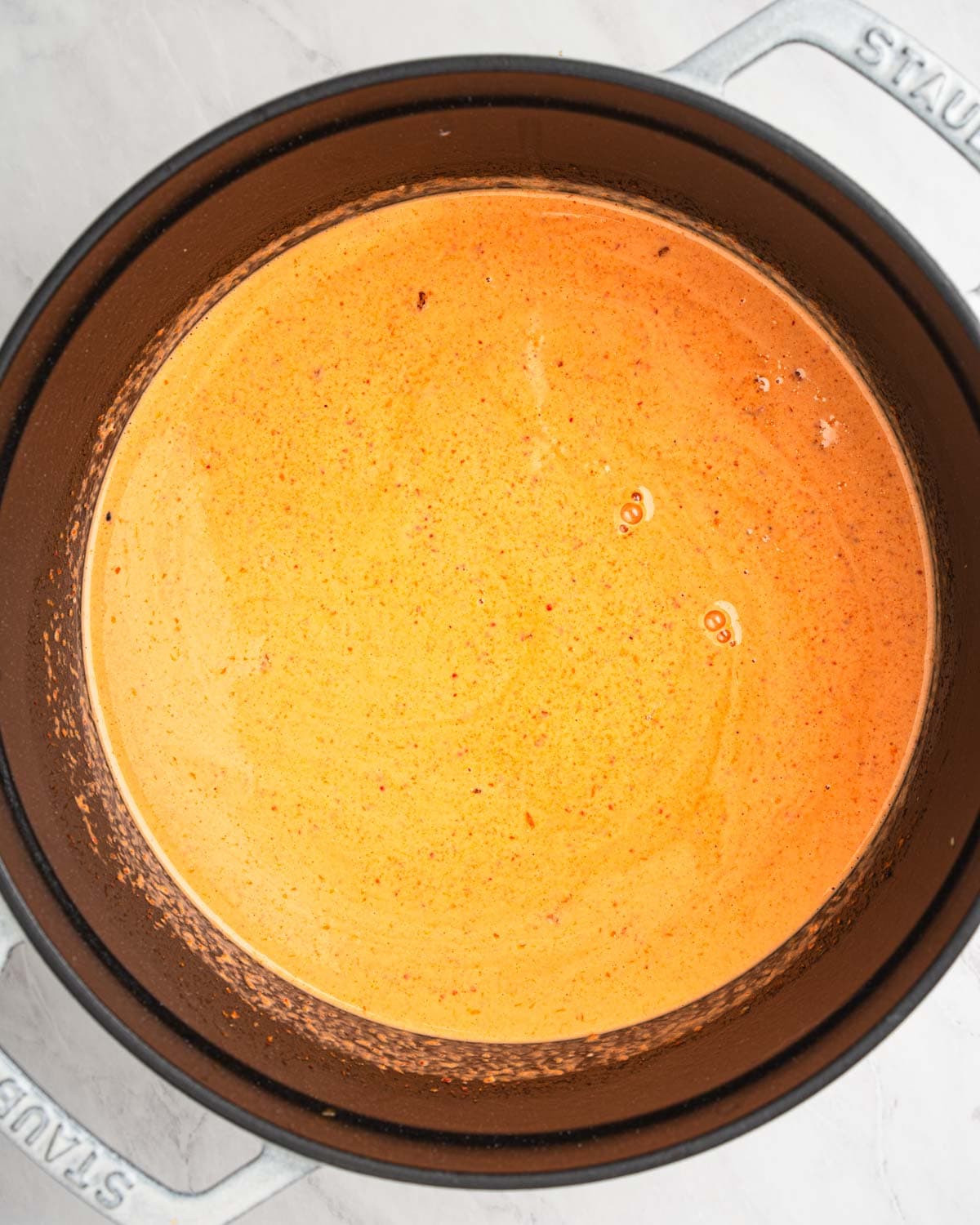 coconut curry sauce in pot.