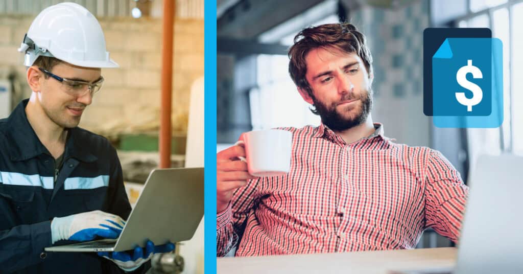 Field service professional reviewing tasks while taking a coffee break