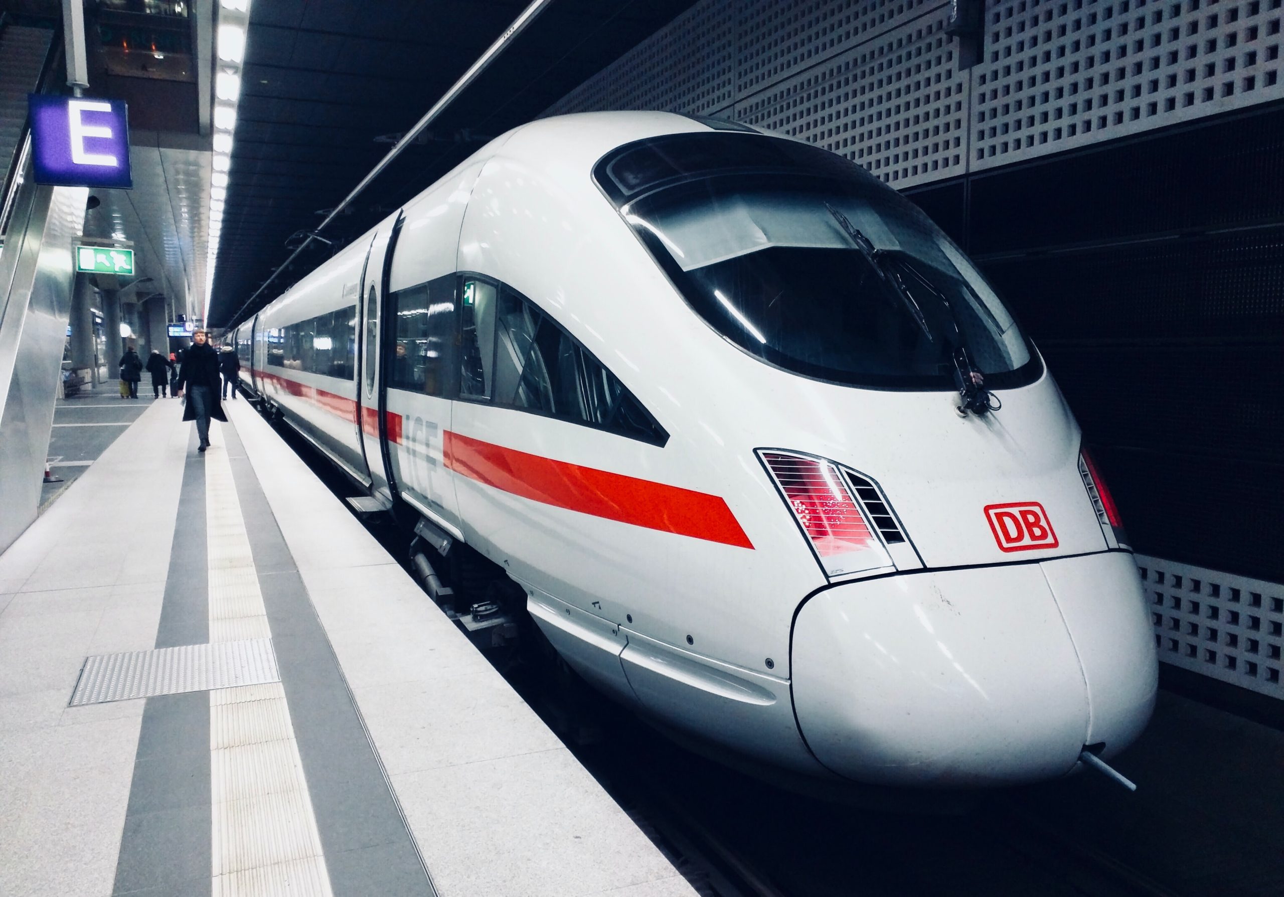 Modern high-speed train at a railway station