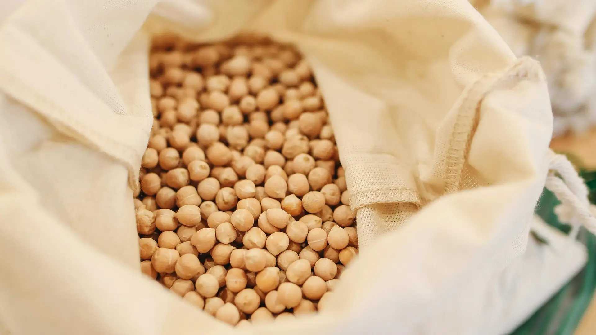 cloth bag filled with dried chickpeas
