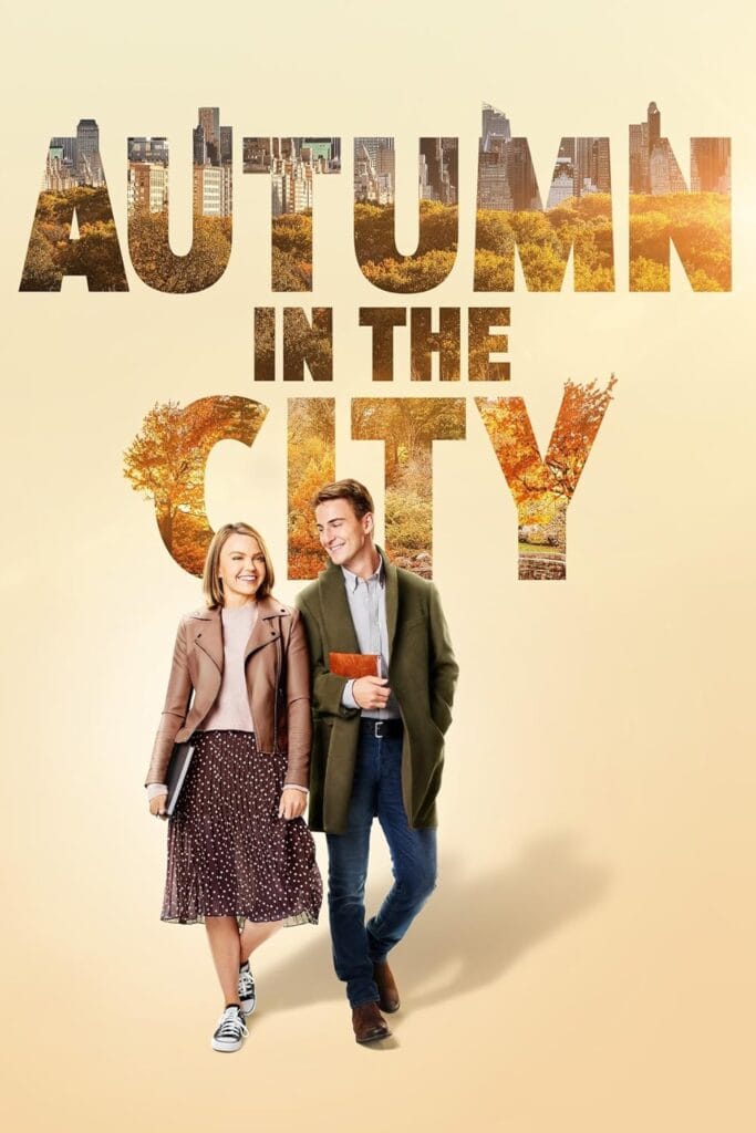 Autumn in the city with stylish individuals enjoying fall weather.