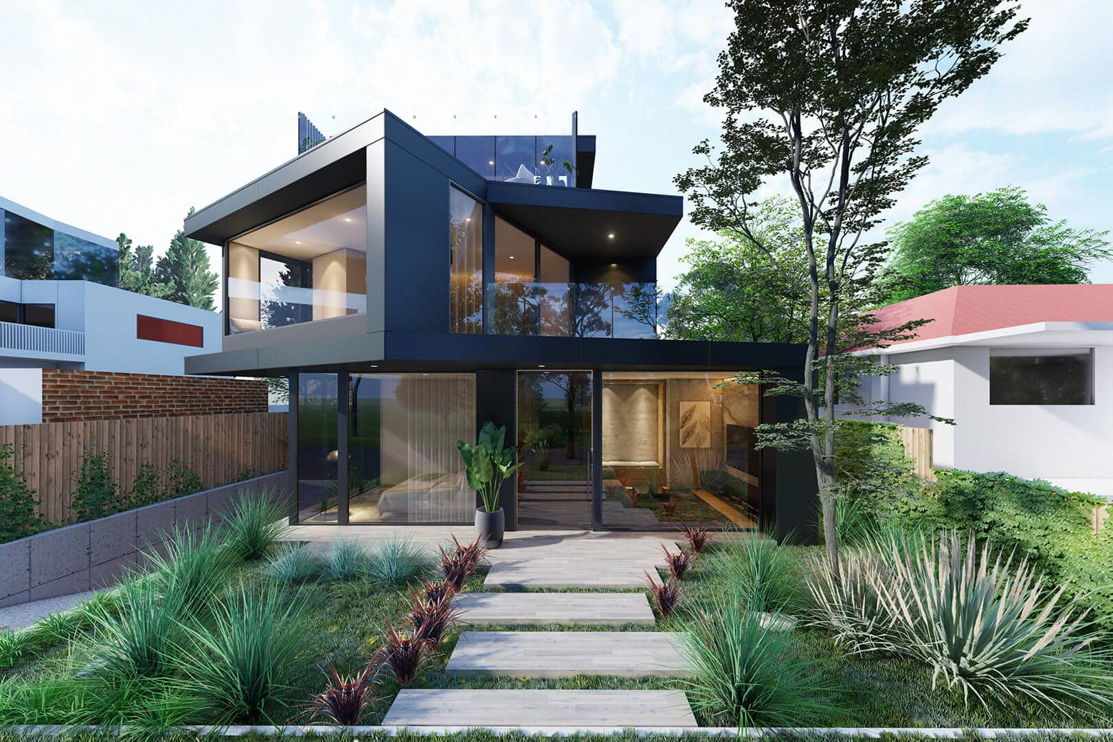 Williamstown Beach House Contemporary black Architecture designed by Sky Architect Studio