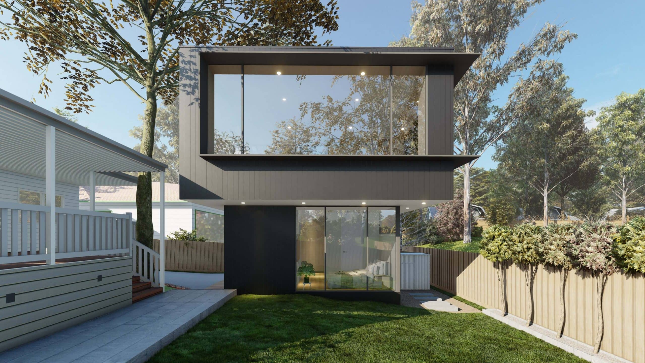 Blackburn North Tiny House – Modern Architecture home designed by Sky Architect Studio. Alteration and Additions to an existing house, a transition from old to new. James Hardie Axon Cladding with Monument Matt finishes.