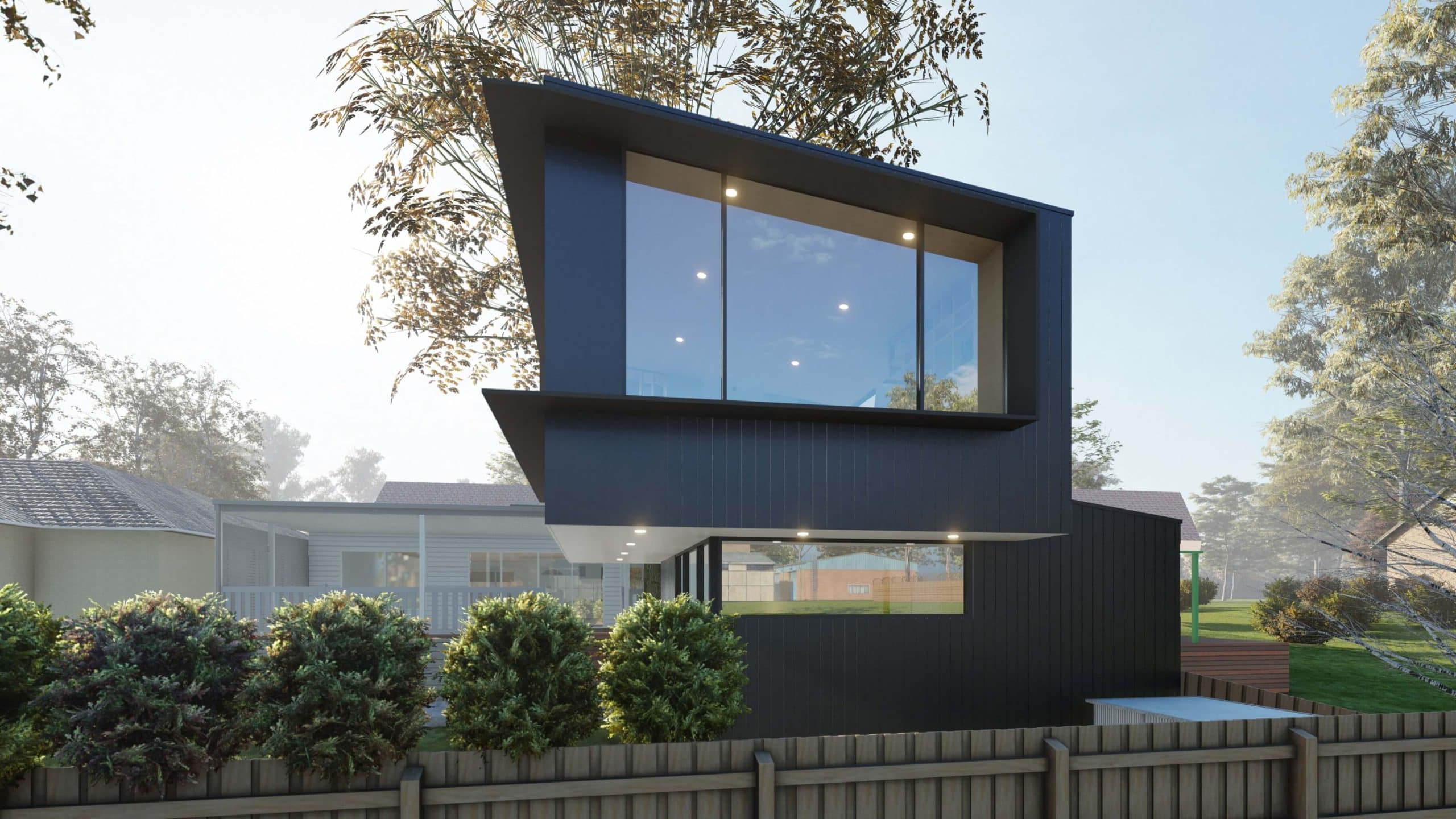 Blackburn North Tiny House – Modern Architecture home designed by Sky Architect Studio. Alteration and Additions to an existing house, a transition from old to new. James Hardie Axon Cladding with Monument Matt finishes.