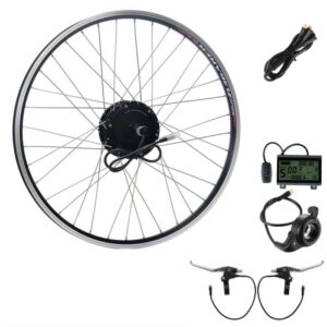 E-Bike Radnabe mit Akku und Zubehör für Elektrofahrrad.
