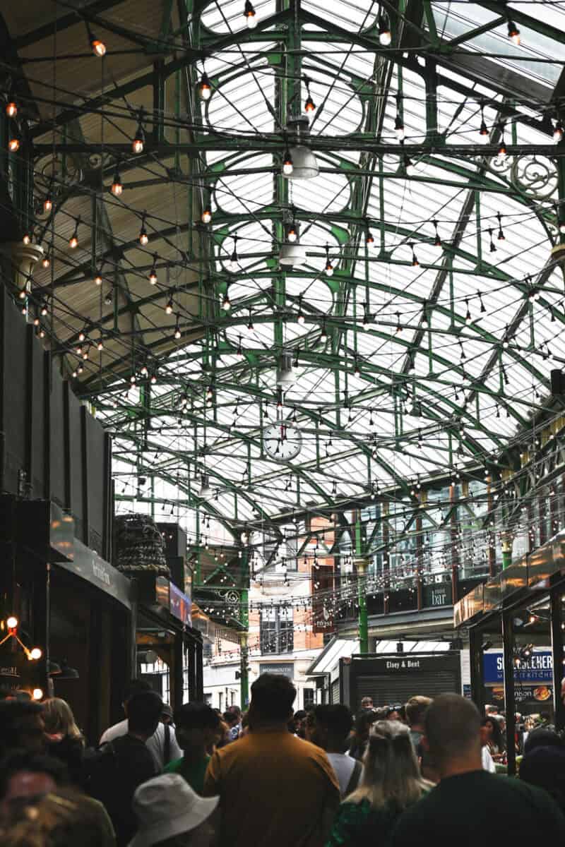 St Christopher's Inn London Bridge - The Inn at Borough Market with glass roof and crowd.