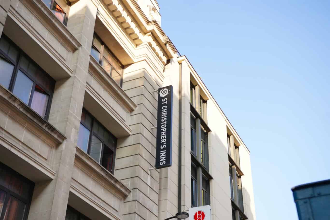Exterior view of St Christopher’s Hostel near Gare du Nord, Paris.