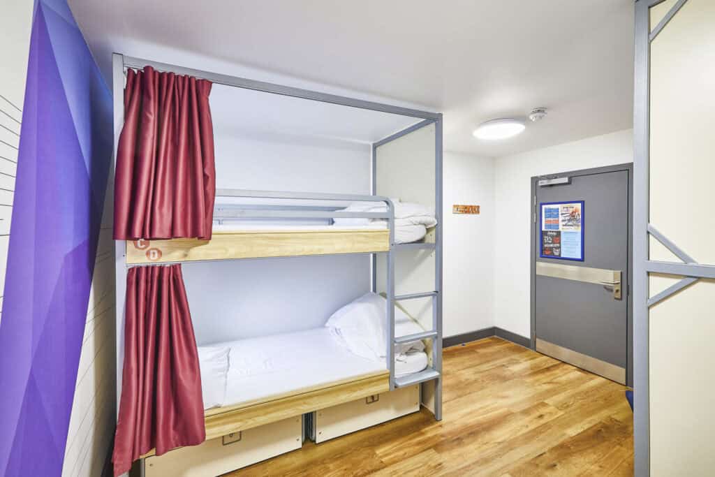 Bunk beds in a hostel dorm room at St Christopher's Shepherd's Bush.