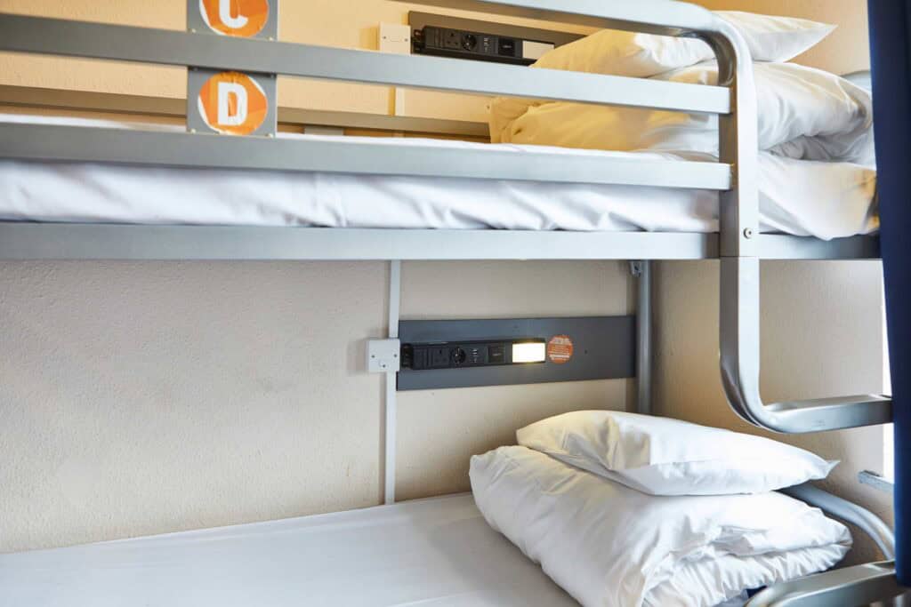 Bunk beds in a hostel dorm room at St Christopher's Shepherd's Bush.