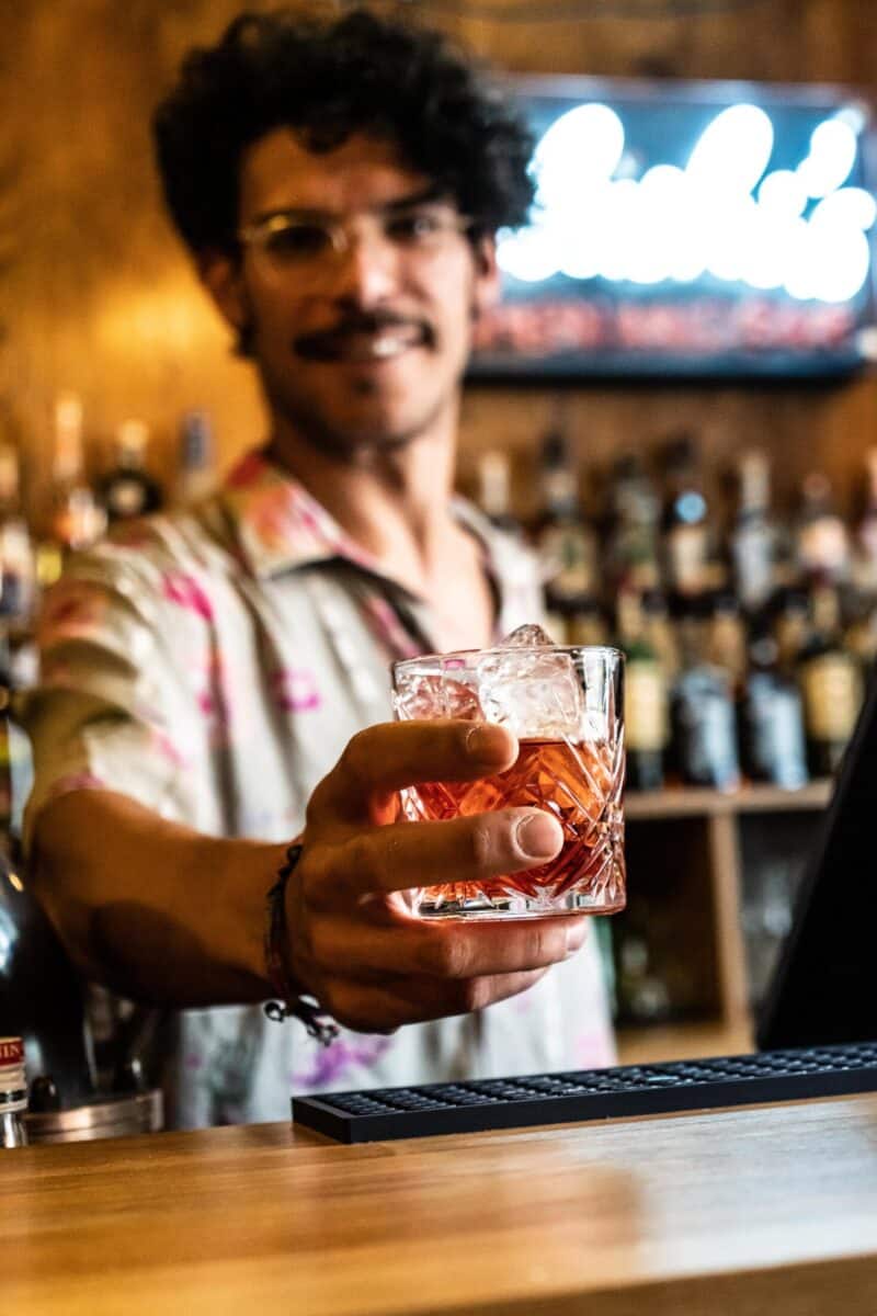 Enjoy a colourful cocktail at the lively bar in St Christopher’s Vienna hostel. Perfect for socialis.