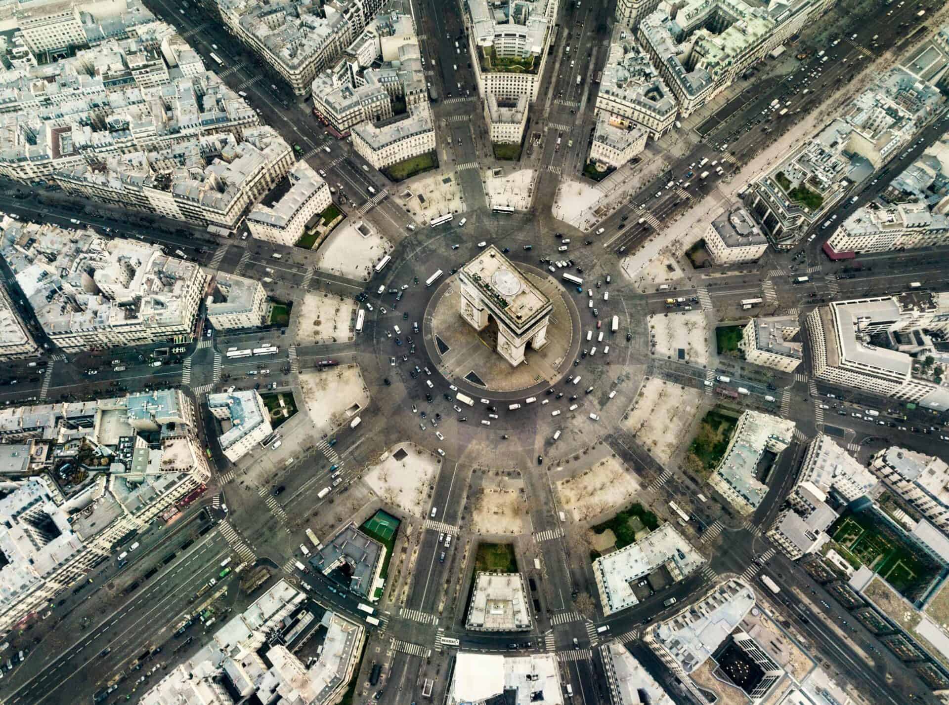 Aerial view of Mitte Hostel Berlin showing the central location and surrounding city streets.