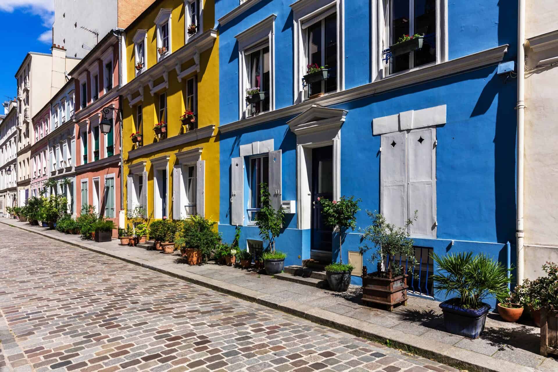 Colourful row of houses in Berlin, Mitte, Germany.