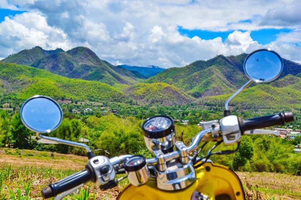 Scenic view of lush green mountains from Mitte Hostel Berlin, showcasing the natural beauty of the a.