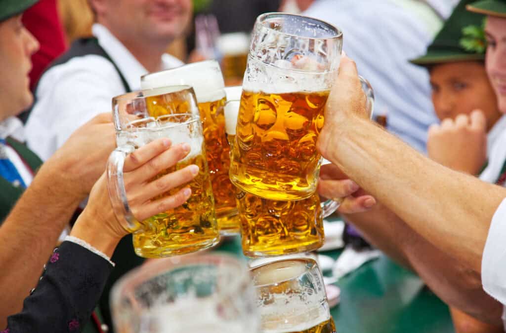 Celebrating with friends over beers at St Christopher’s Berlin - Mitte.