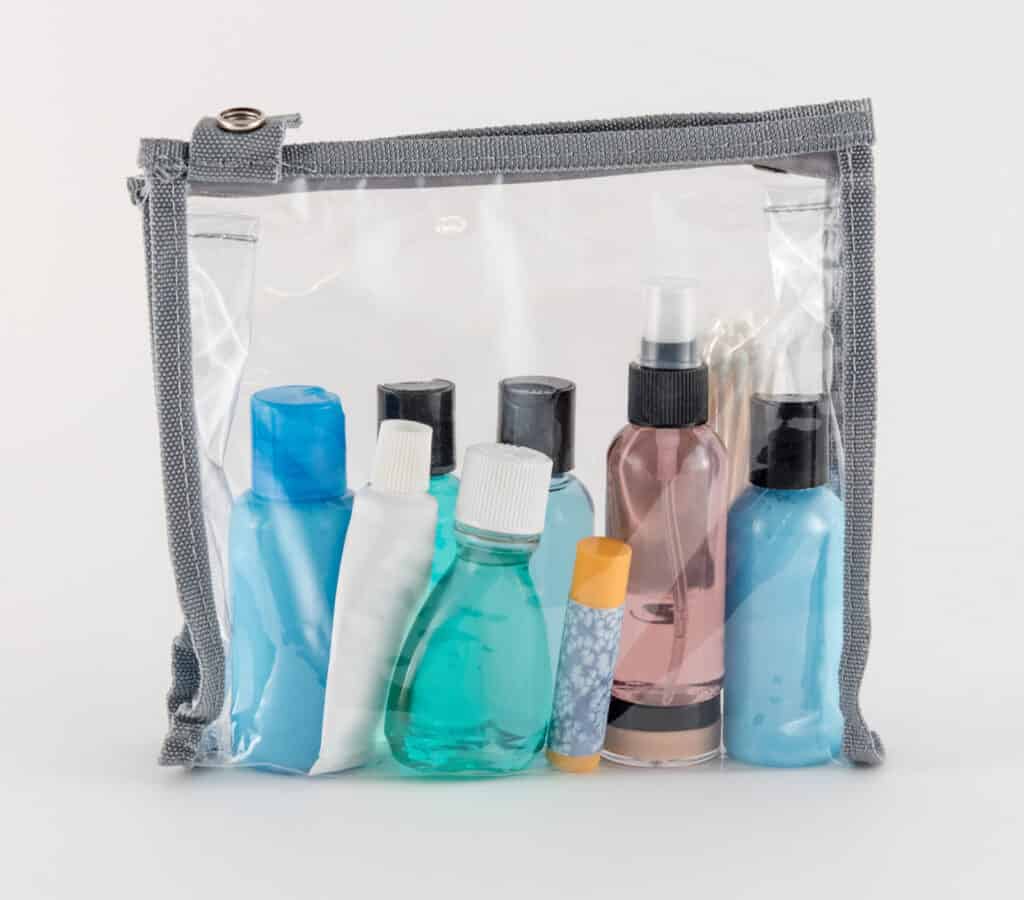 Travel toiletries in transparent bag at St Christopher’s Berlin - Mitte.