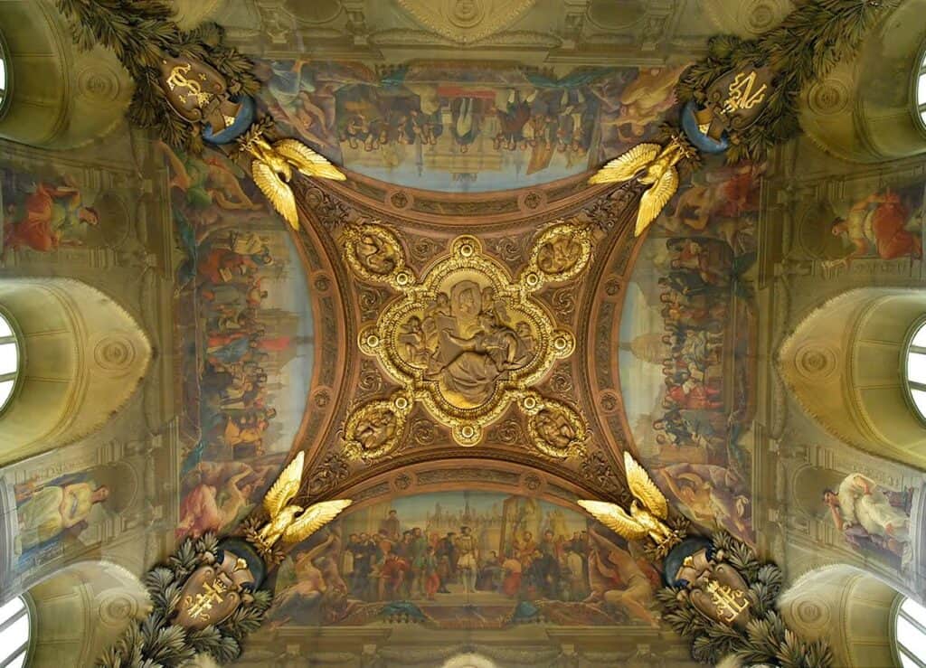 St Christopher’s Berlin - Mitte: Stunning baroque church ceiling with intricate gold accents.