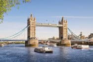 Iconic Tower Bridge over the River Thames in London.
