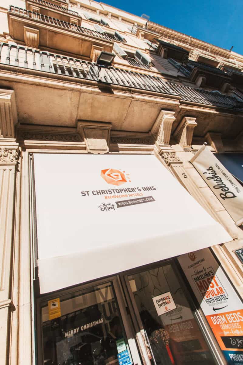Exterior view of St Christopher's Inn hostel showcasing its historic building facade in the city cen.