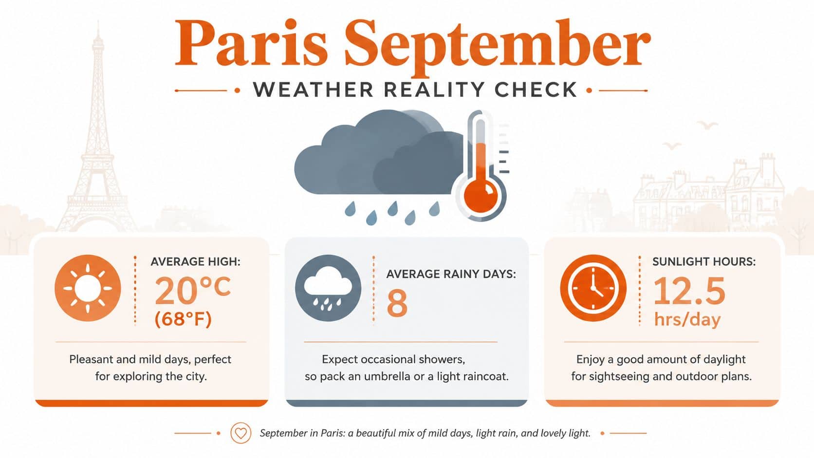 Weather check graphic with cloud, rain, and thermometer icons.