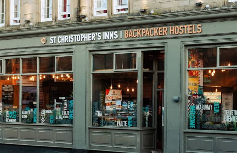 Exterior view of St Christopher’s Inn backpacker hostel in Edinburgh.