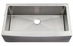 36" Near Zero Radius Curved Front Stainless Steel Single Bowl Apron Kitchen Sink 15 Gauge NZRA-3620