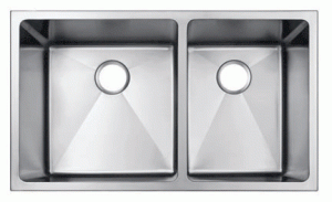 33" Near-Zero Radius 60/40 Undermount Stainless Steel Double Bowl Kitchen Sink 15 Gauge NZR-3320