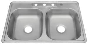 33 x 22" ADA Top Mount / Drop-in Stainless Steel Double Bowl Sink: ADA-3322 (6" Depth)