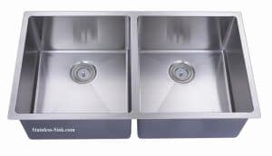 37" 50/50 Equal Double Bowl Undermount Stainless Steel Kitchen Sink: BEL-3720-DOM (16 gauge)