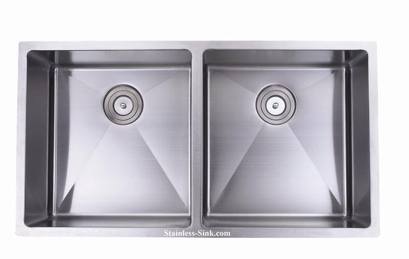 37" 50/50 Equal Double Bowl Undermount Stainless Steel Kitchen Sink: BEL-3720-DOM (16 gauge) - Image 2